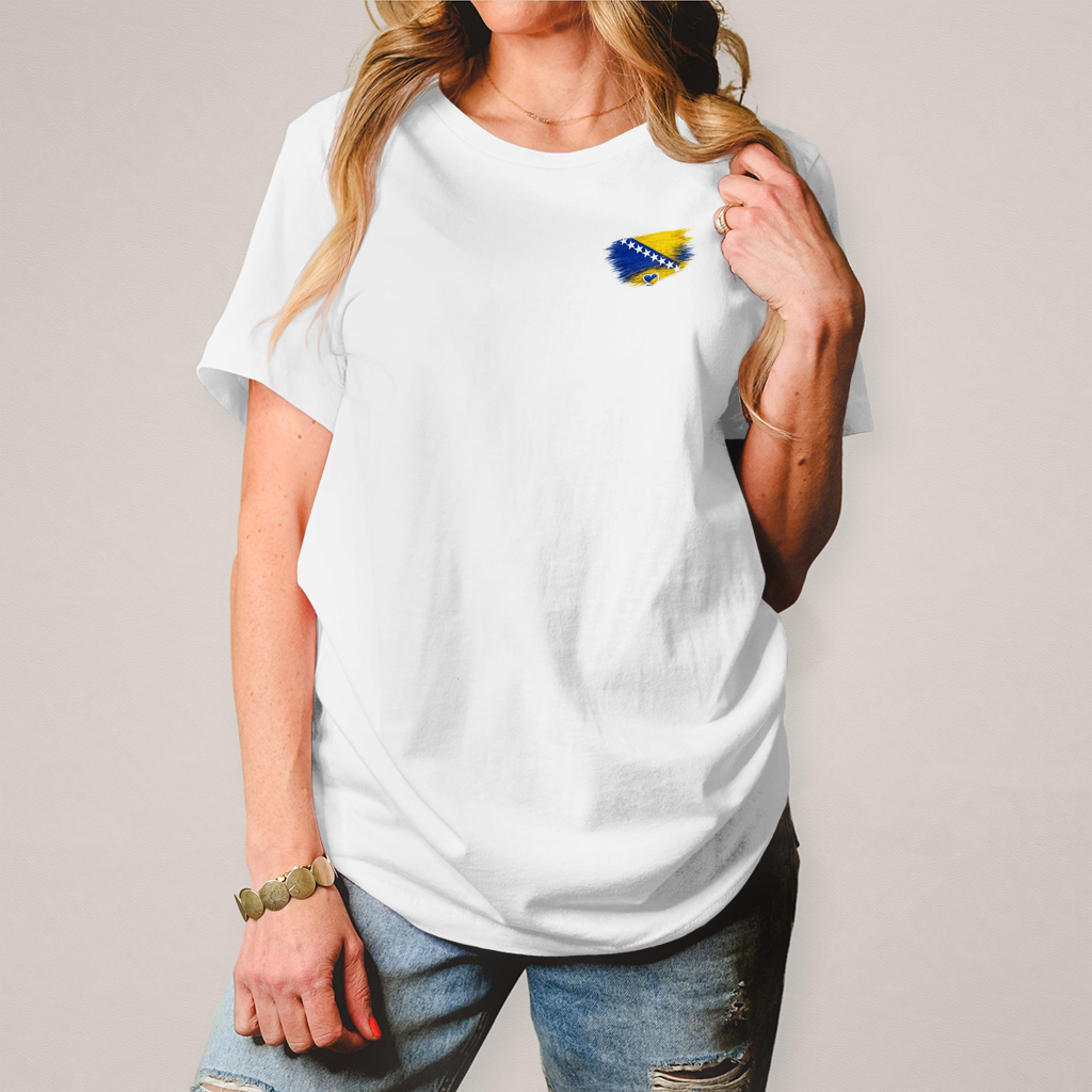 Damen T-Shirt  Bosnien Flagge Herz