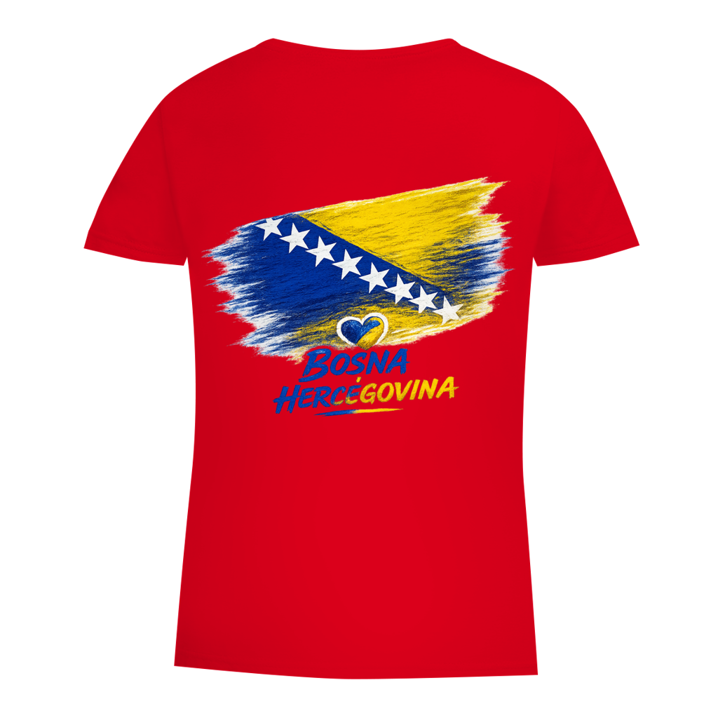 Ženska Premium Organska Majica Bosna Zastava Srce