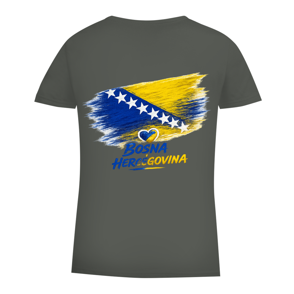 Ženska Premium Organska Majica Bosna Zastava Srce