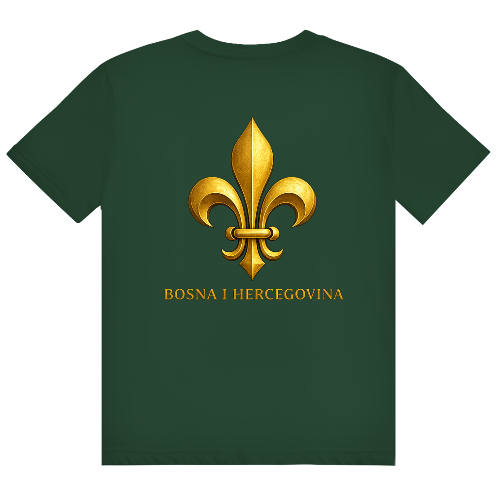 Herren Heavy Cotton T-Shirt Goldener Bosnischer Ljiljan