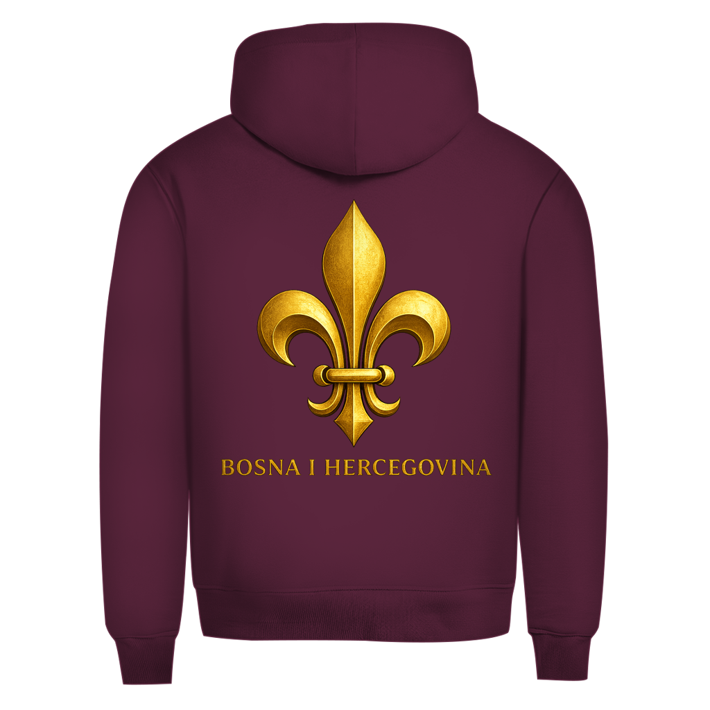Herren Premium Bio Hoodie Goldener Bosnischer Ljiljan