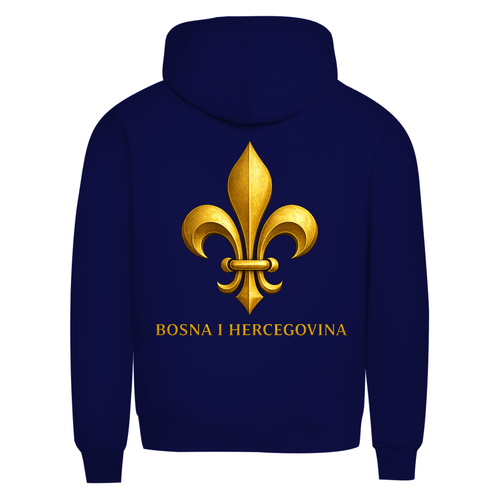 Herren Premium Bio Hoodie Goldener Bosnischer Ljiljan