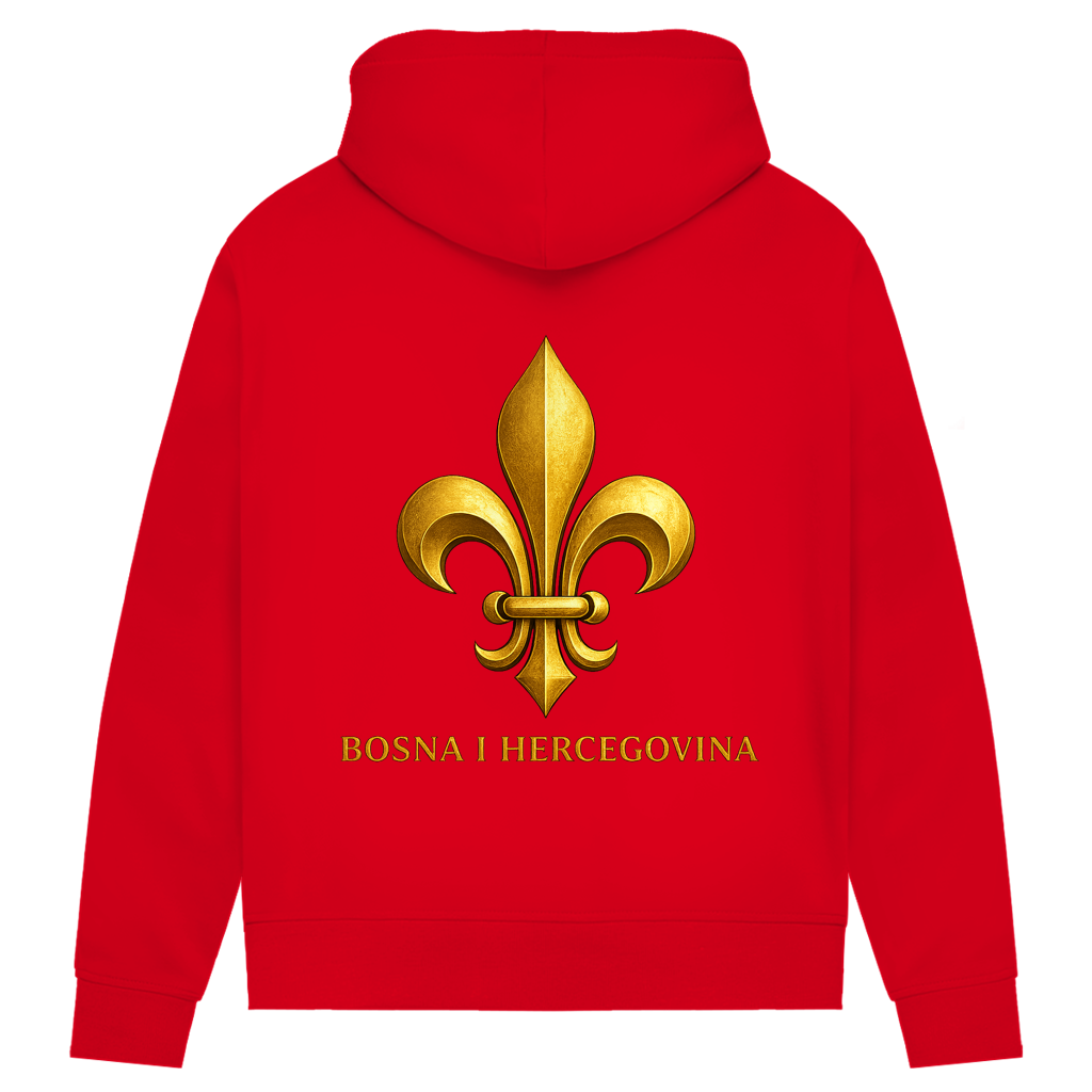 Damen Premium Bio Hoodie Goldener Bosnischer Ljiljan