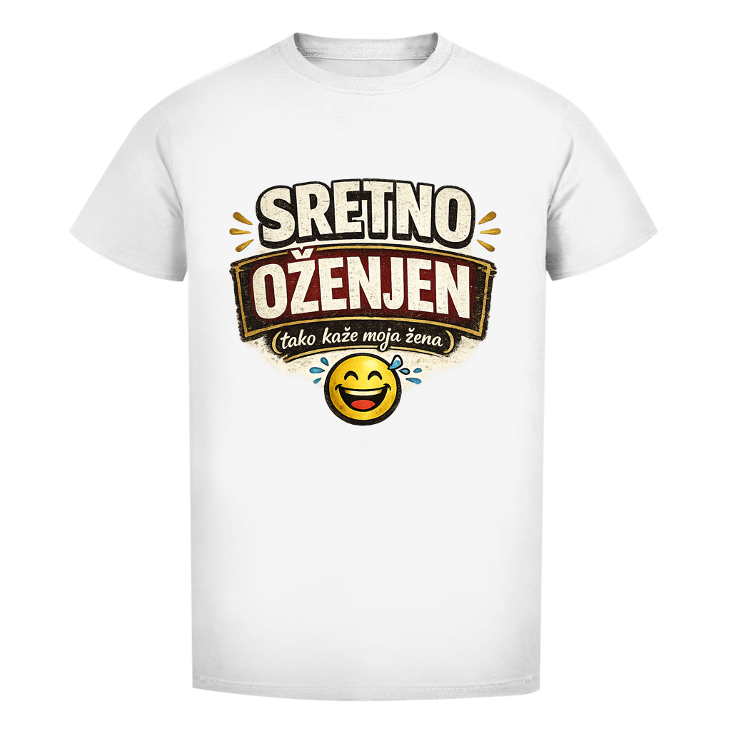Sretno Oženjen Smiley Herren Premium Bio T-Shirt