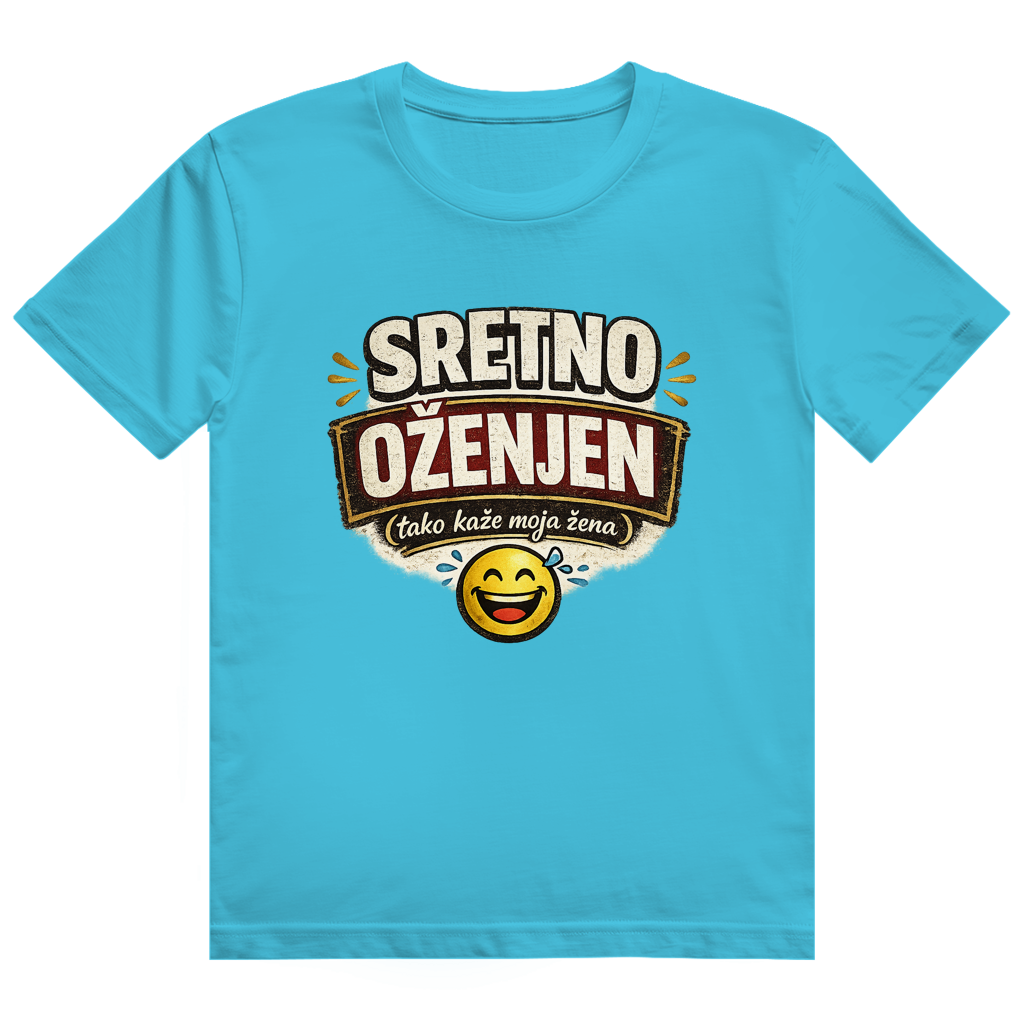 Herren Heavy Cotton T-Shirt Sretno Oženjen Smiley