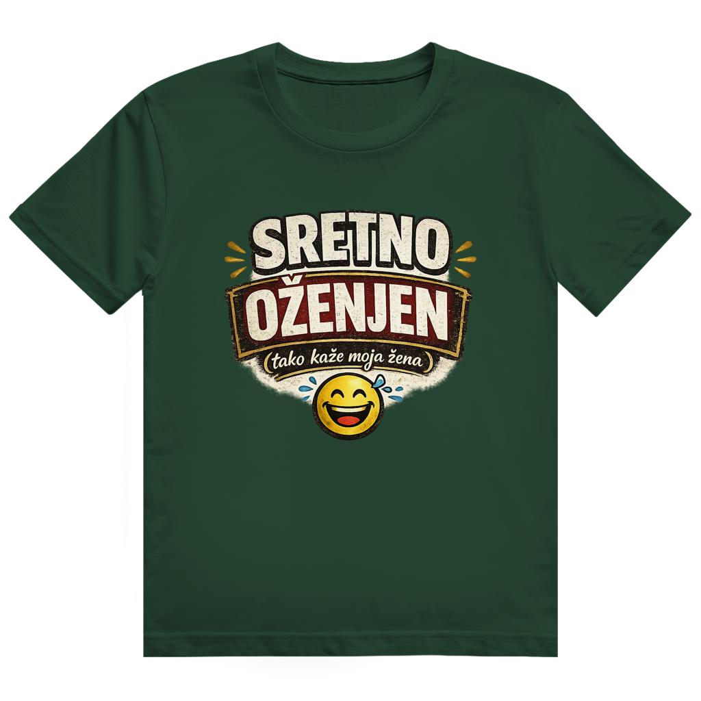 Herren Heavy Cotton T-Shirt Sretno Oženjen Smiley