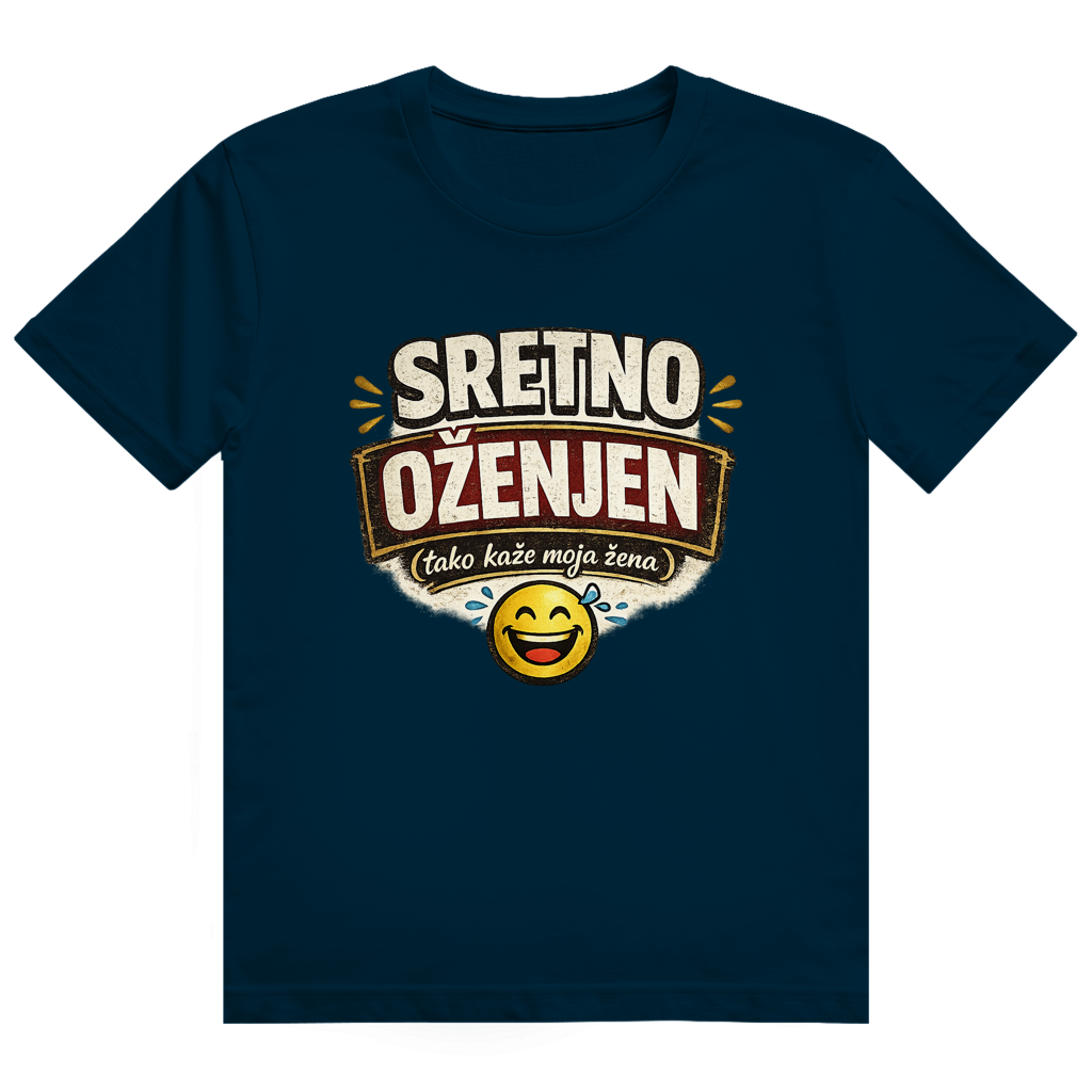 Herren Heavy Cotton T-Shirt Sretno Oženjen Smiley