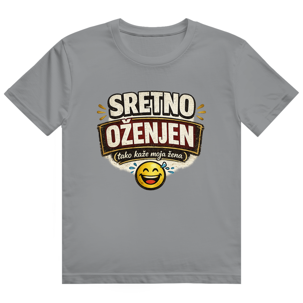 Herren Heavy Cotton T-Shirt Sretno Oženjen Smiley