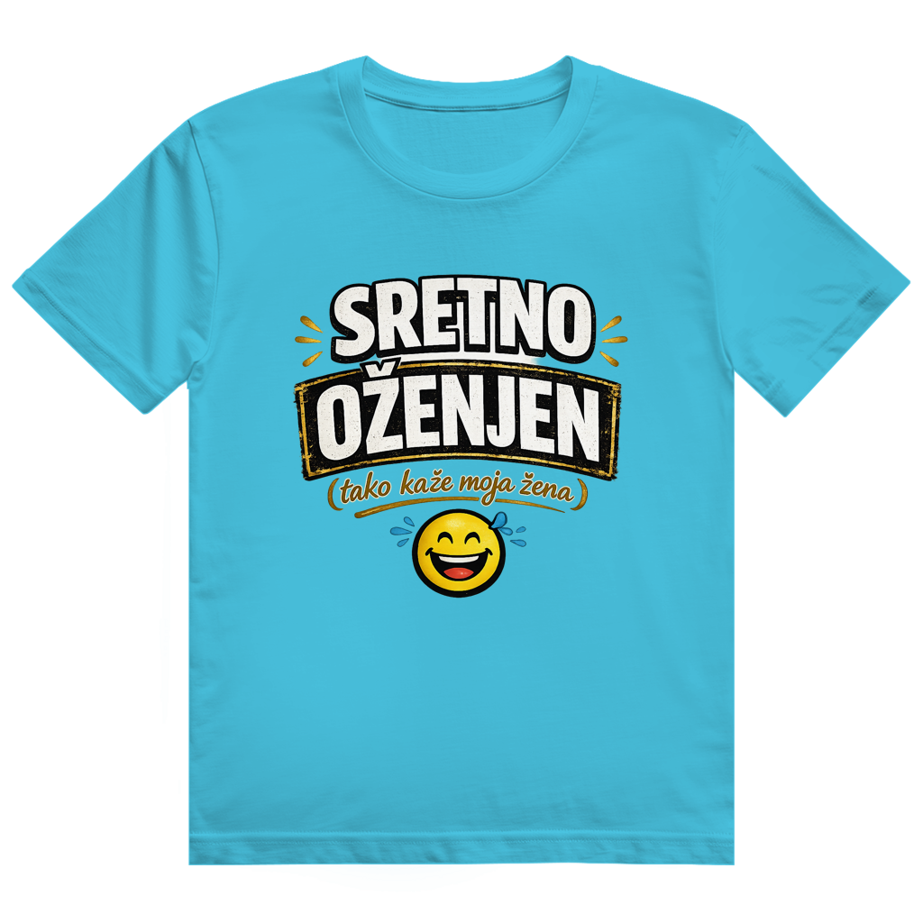 Herren Heavy Cotton T-Shirt Sretno Oženjen Lustiges T-Shirt