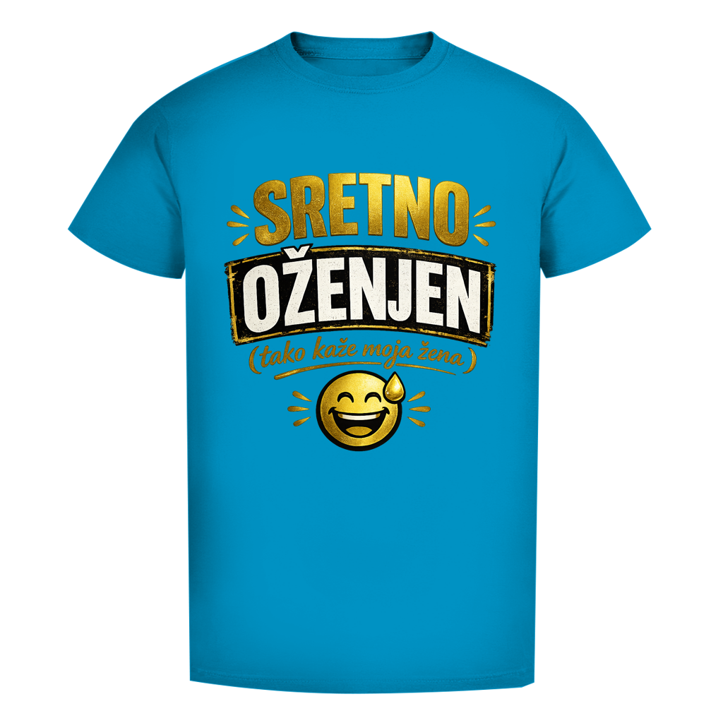 Sretno Oženjen Gold Smiley Herren Premium Bio T-Shirt