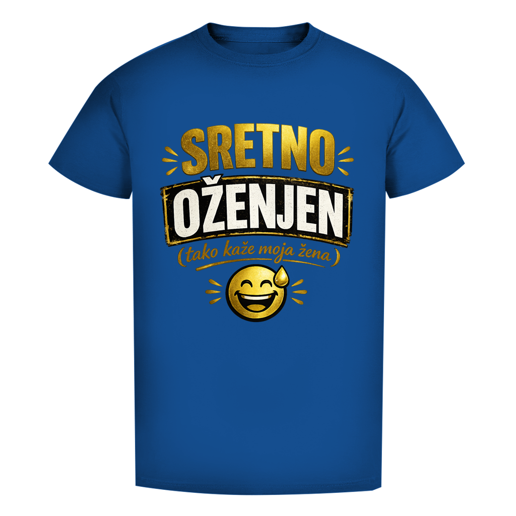 Sretno Oženjen Gold Smiley Herren Premium Bio T-Shirt