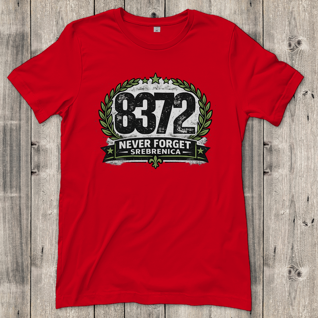 Damen T-Shirt Never Forget Srebrenica