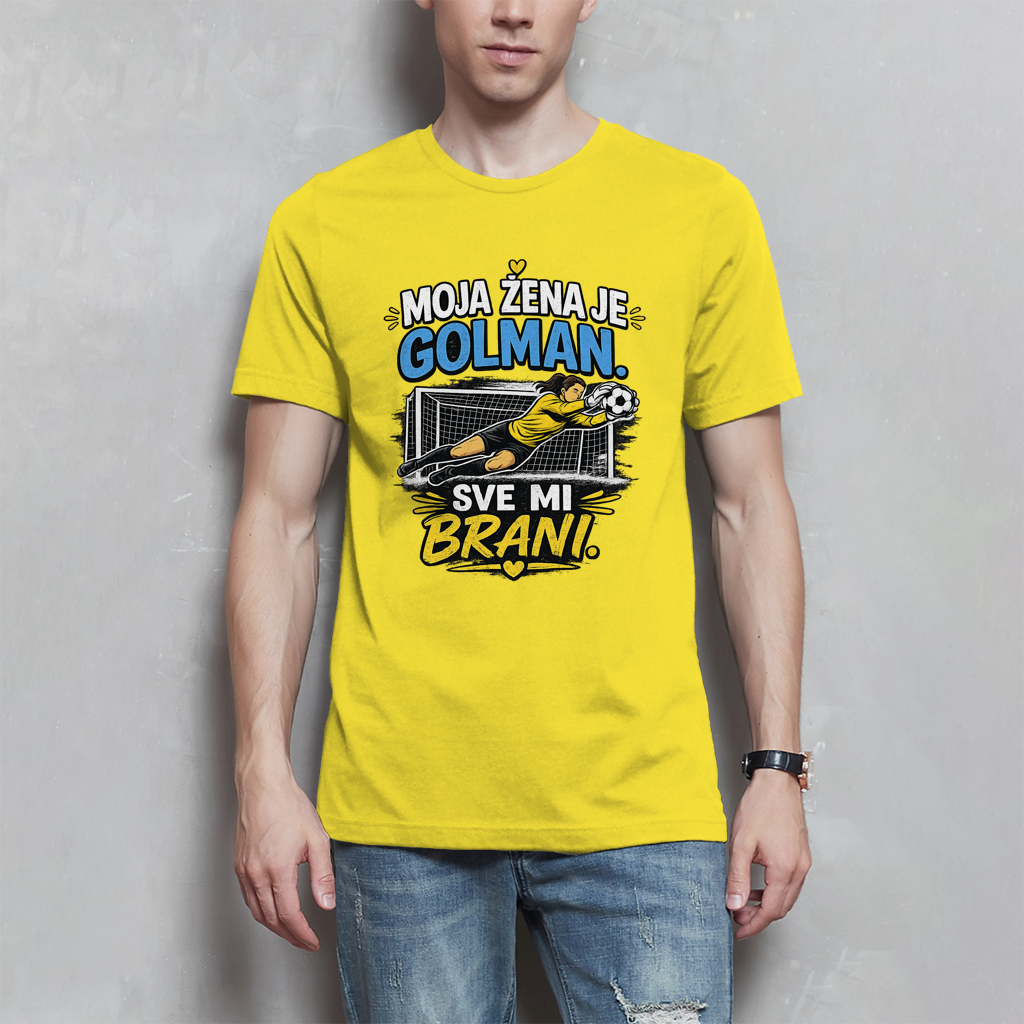 Herren T-Shirt Moja zena je golman
