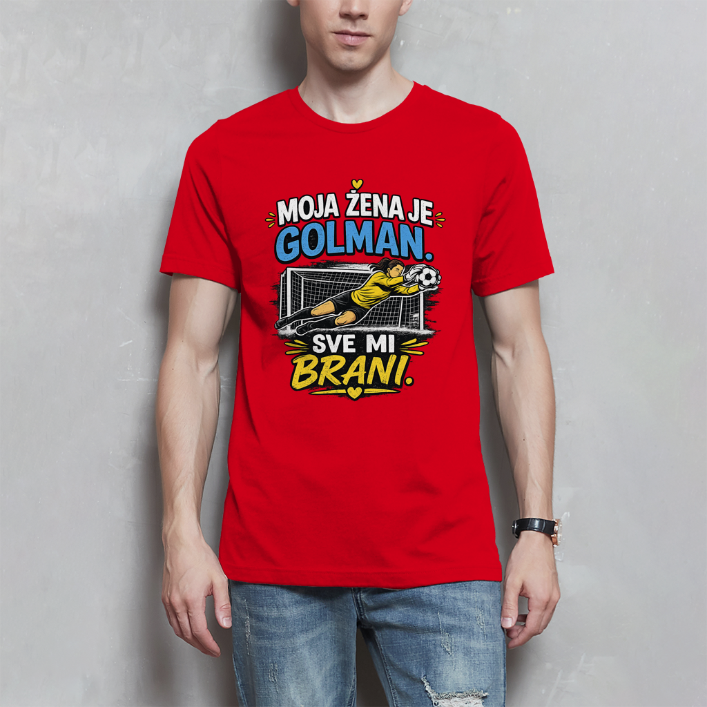 Herren T-Shirt Moja zena je golman