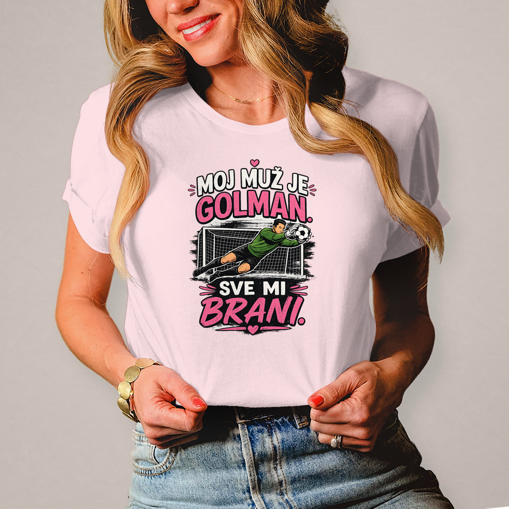 Damen T-Shirt Moj Muz Je Golman