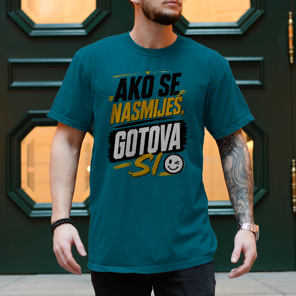 Herren T-Shirt Ako se nasmijes gotova si