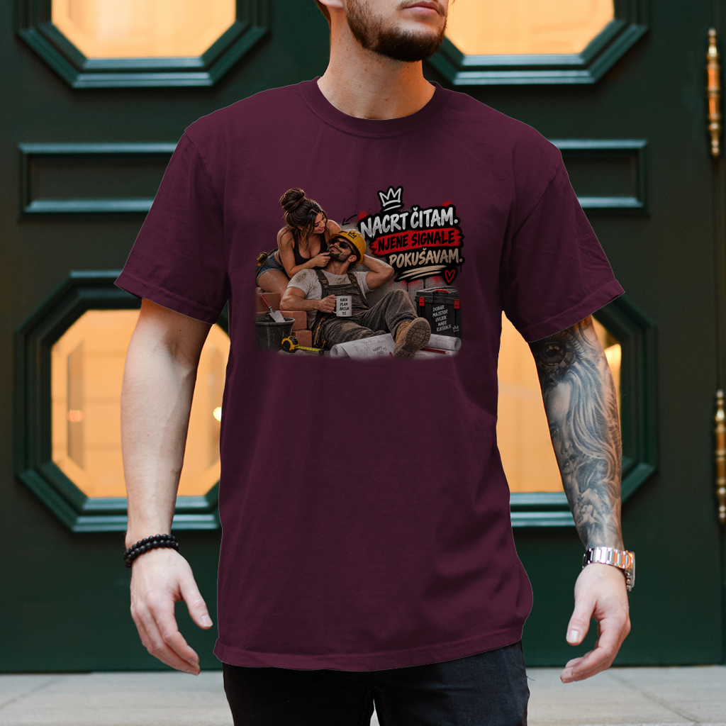 Herren T-Shirt Bauarbeiter – Nacrt čitam, njene signale pokušavam
