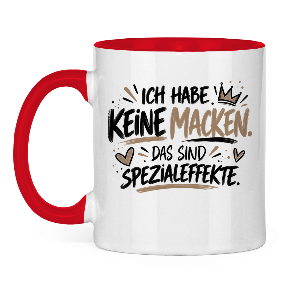 Lustige Tasse „Ich habe keine Macken – das sind Spezialeffekte“ – Spruchtasse