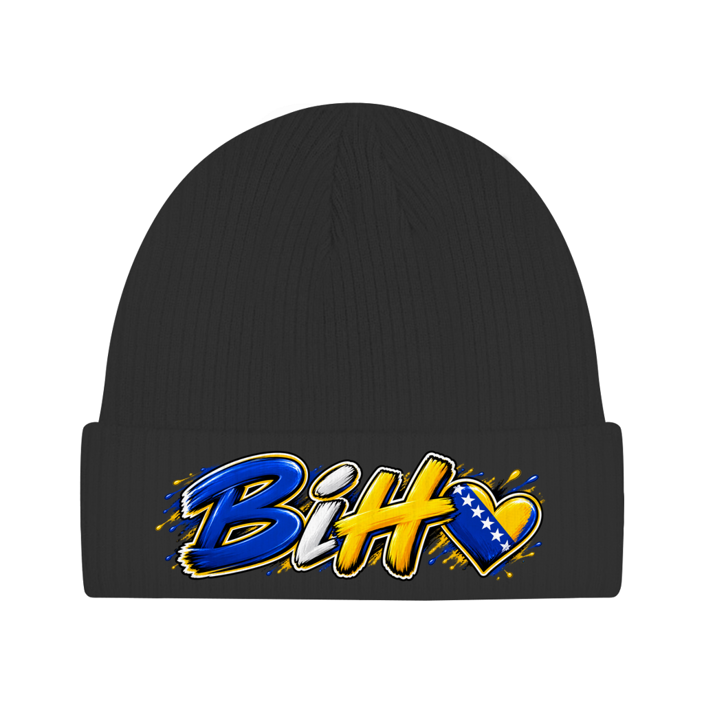 Bosnien Mütze / Beanie aus Bio-Baumwolle | BiH Herz