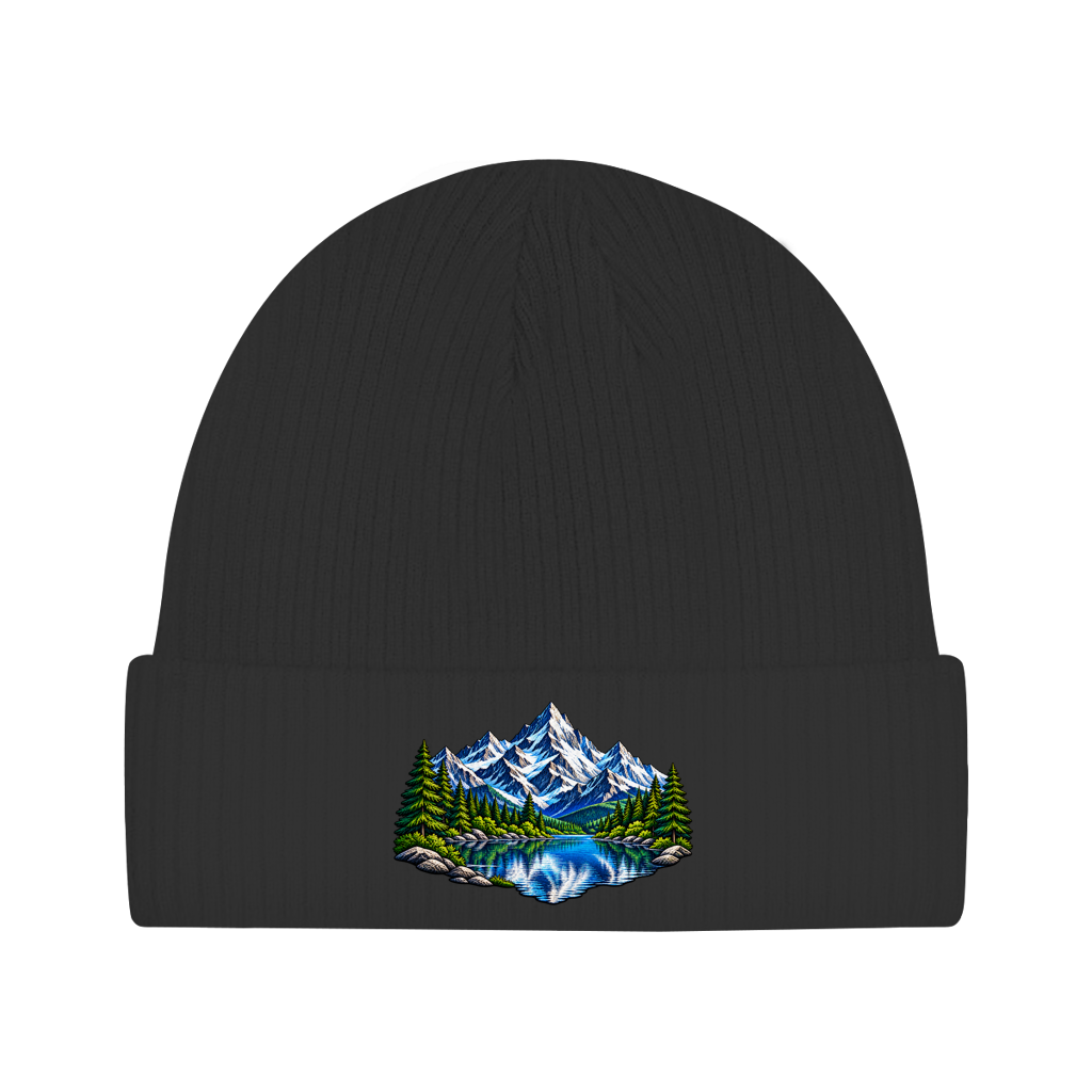 Beanie aus Bio-Baumwolle - Berglandschaft