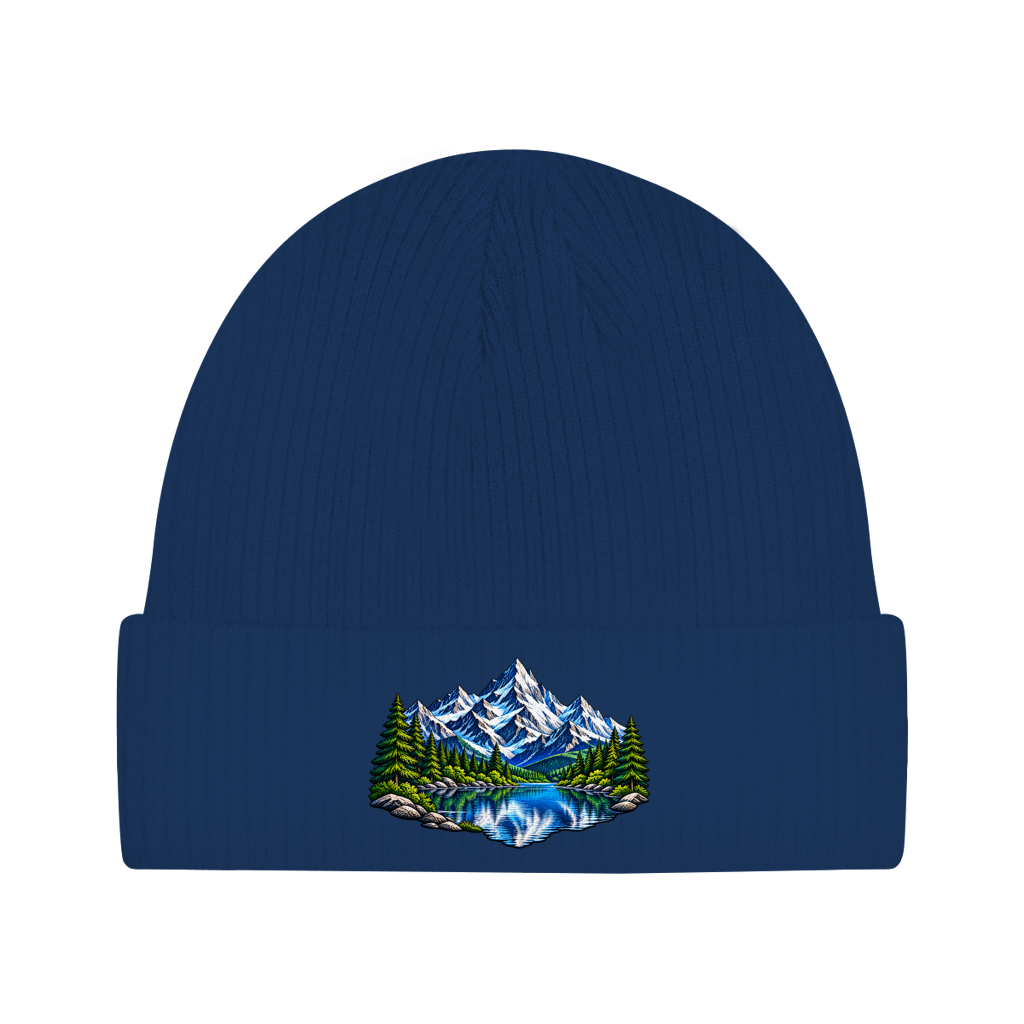 Beanie aus Bio-Baumwolle - Berglandschaft