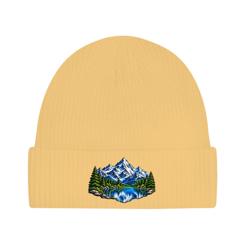 Beanie aus Bio-Baumwolle - Berglandschaft