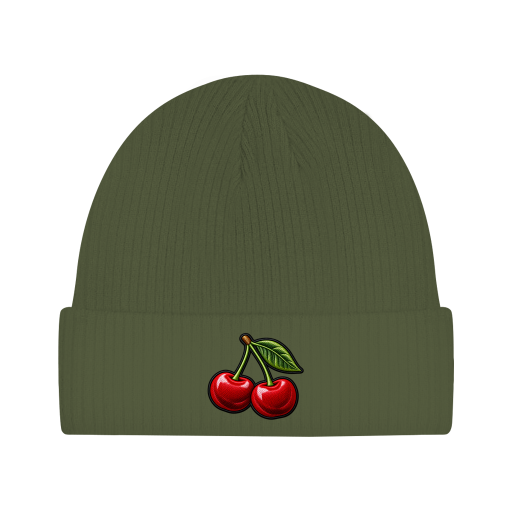 Beanie aus Bio-Baumwolle - Kirschen
