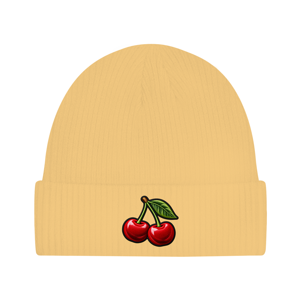 Beanie aus Bio-Baumwolle - Kirschen
