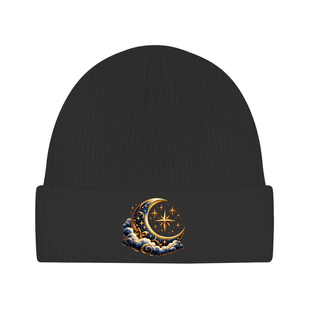 Beanie aus Bio-Baumwolle - Mond & Sterne