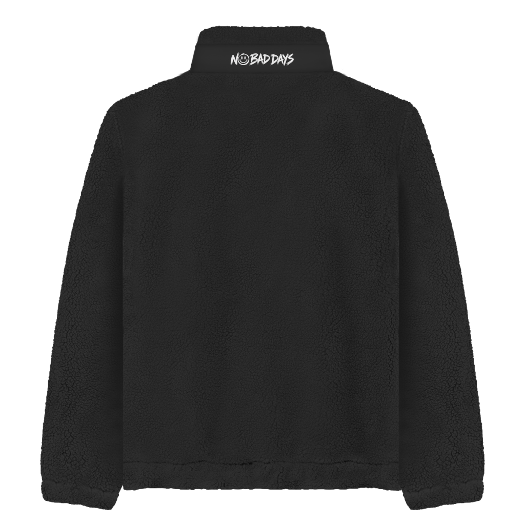 No Bad Days Sherpa Jacke – Unisex Fleece Jacke mit Smiley