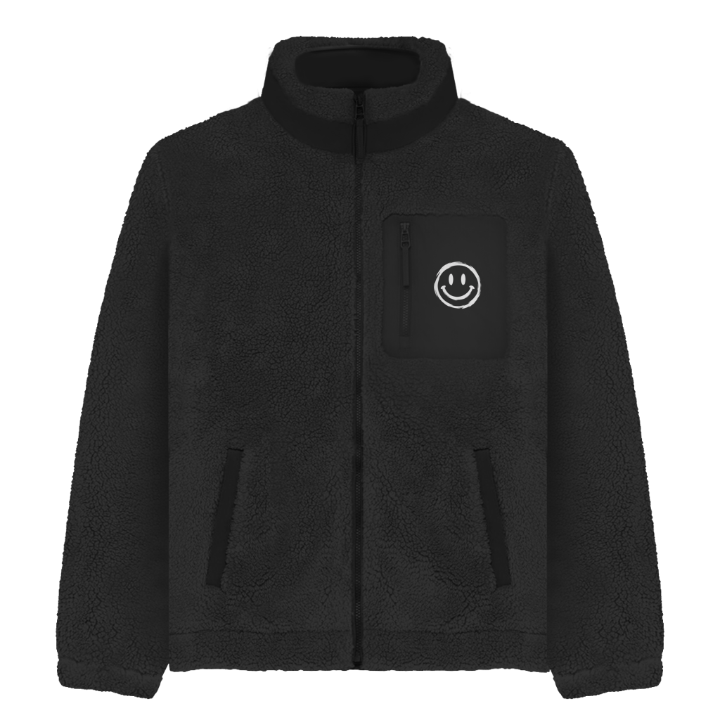 No Bad Days Sherpa Jacke – Unisex Fleece Jacke mit Smiley