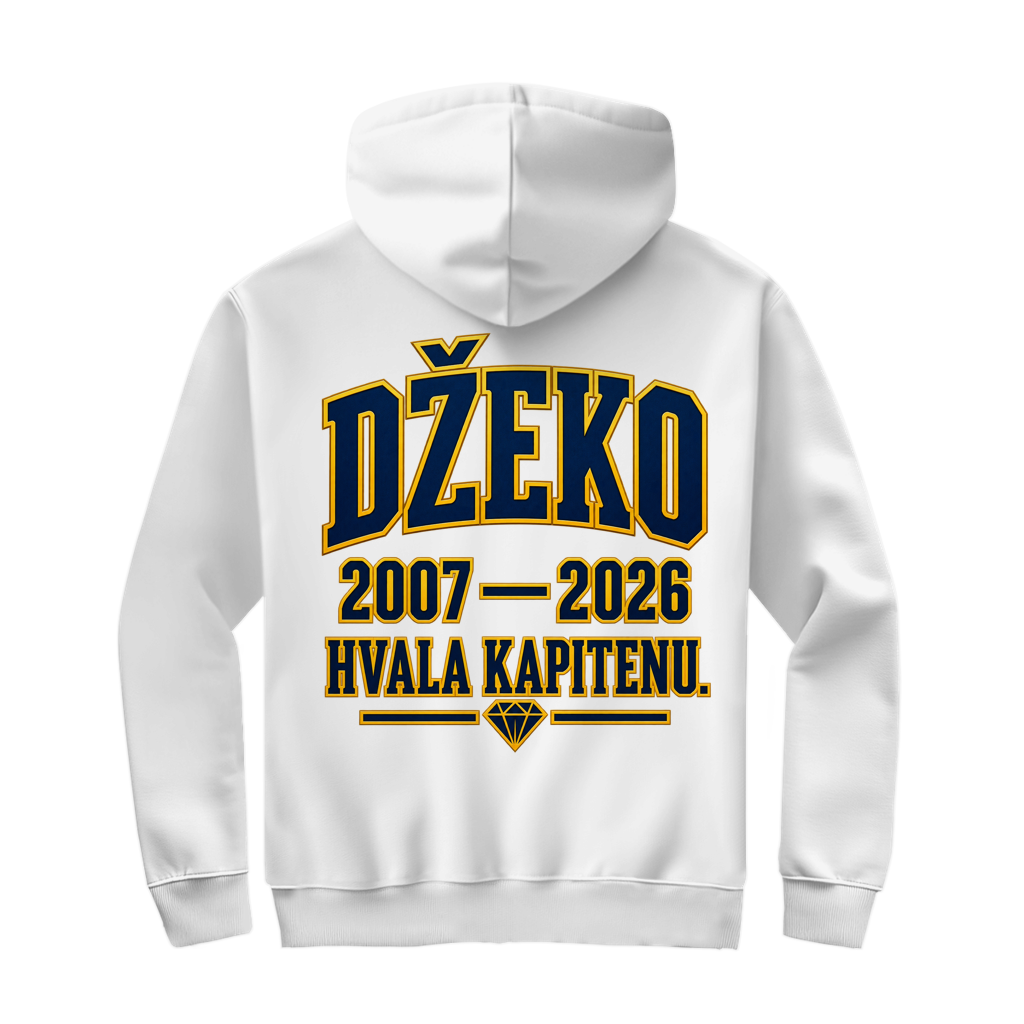 Džeko 11 Herren Zipper Hoodie – 2007–2026 | Hvala Kapitenu | Bosnien Fan Hoodie