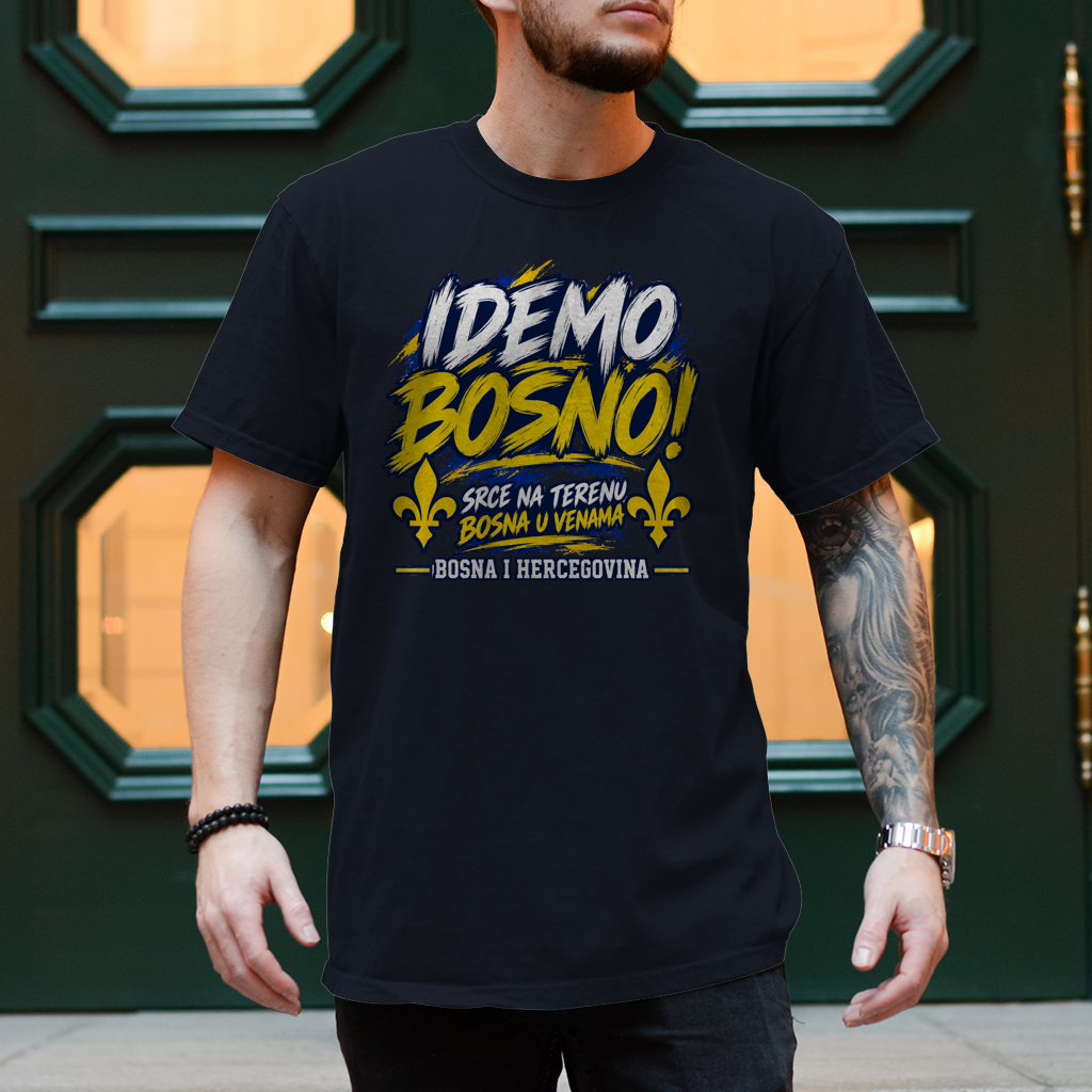 Bosnien T-Shirt Herren – IDEMO BOSNO! Fußball Fan Shirt | Bosna & Herzegowina