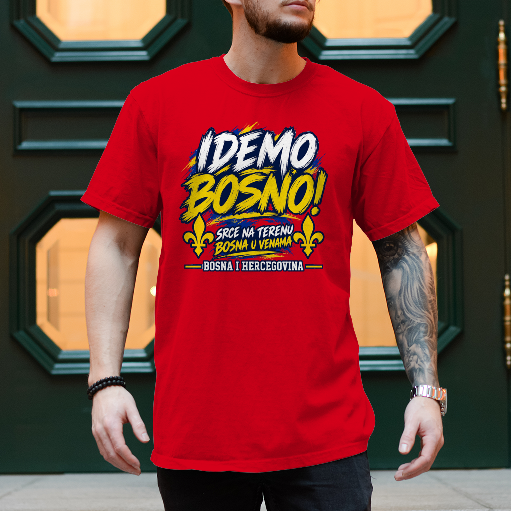 Bosnien T-Shirt Herren – IDEMO BOSNO! Fußball Fan Shirt | Bosna & Herzegowina
