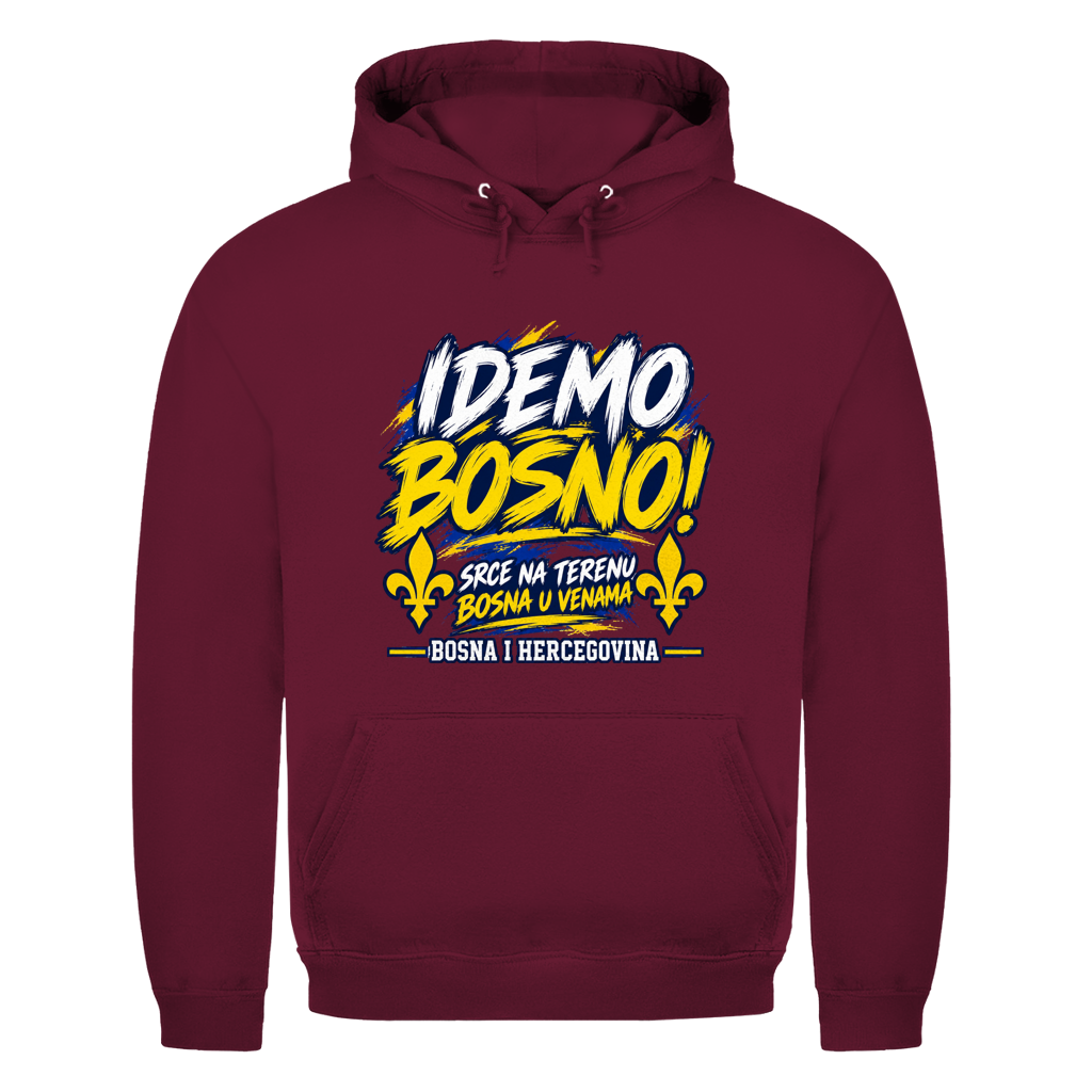 Bosnien Hoodie Herren – IDEMO BOSNO! Fußball Fan Hoodie | Bosna & Herzegowina