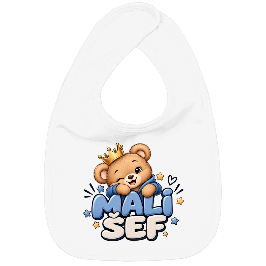 Baby Lätzchen „Mali Šef“ – Süßer Teddybär mit Krone | Balkan Baby