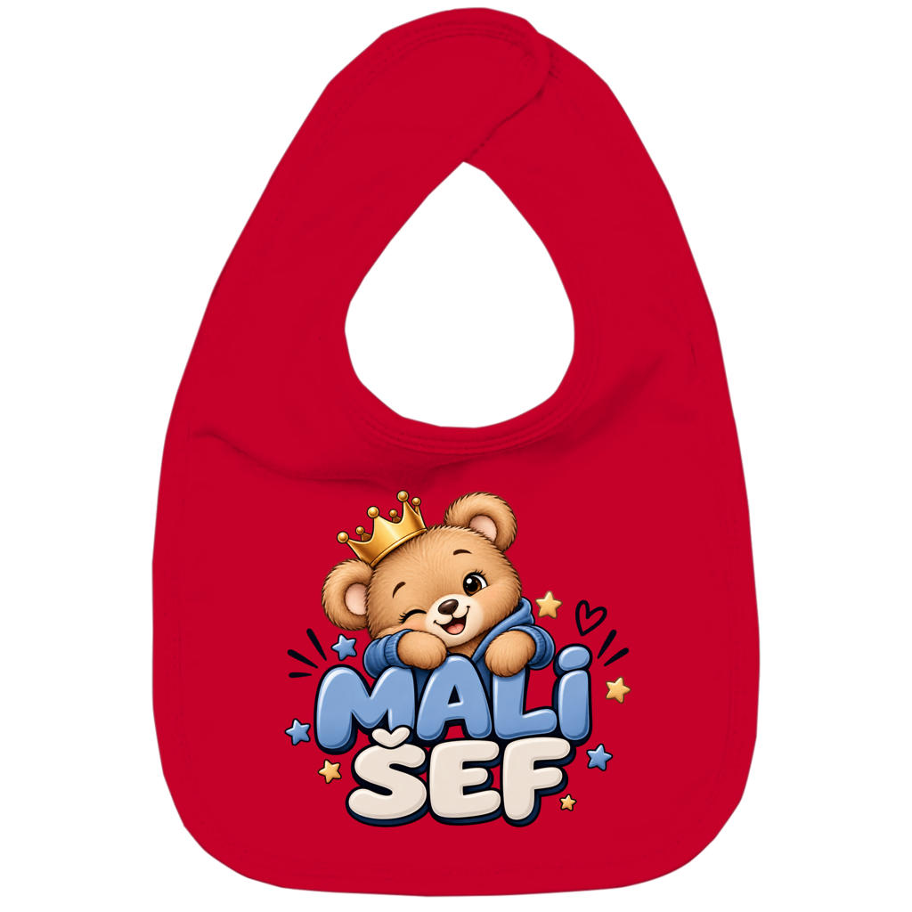 Baby Lätzchen „Mali Šef“ – Süßer Teddybär mit Krone | Balkan Baby