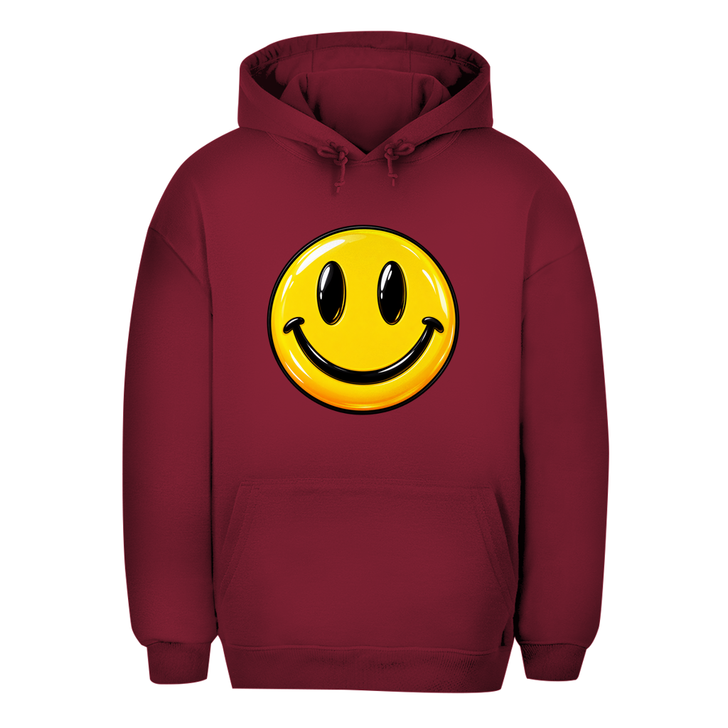 Unisex Oversize Hoodie – Smiley | Happy Vibes Kapuzenpullover Großes Motiv
