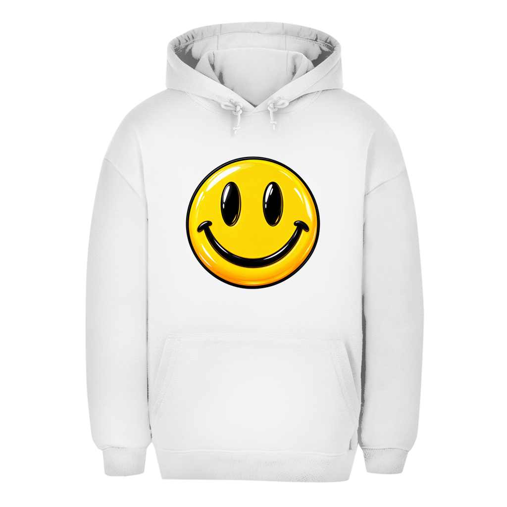 Unisex Oversize Hoodie – Smiley | Happy Vibes Kapuzenpullover Großes Motiv