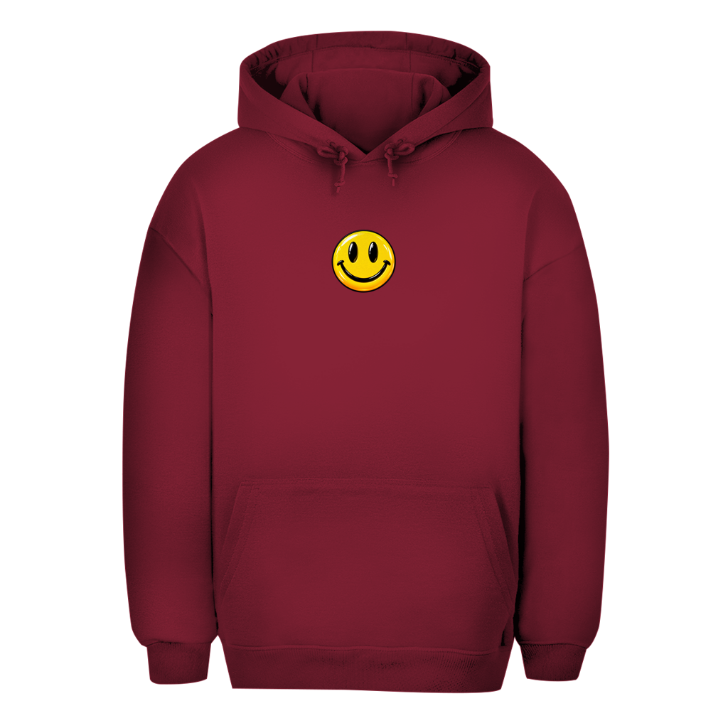 Unisex Oversize Hoodie – Smiley | Happy Vibes Kapuzenpullover Kleines Motiv