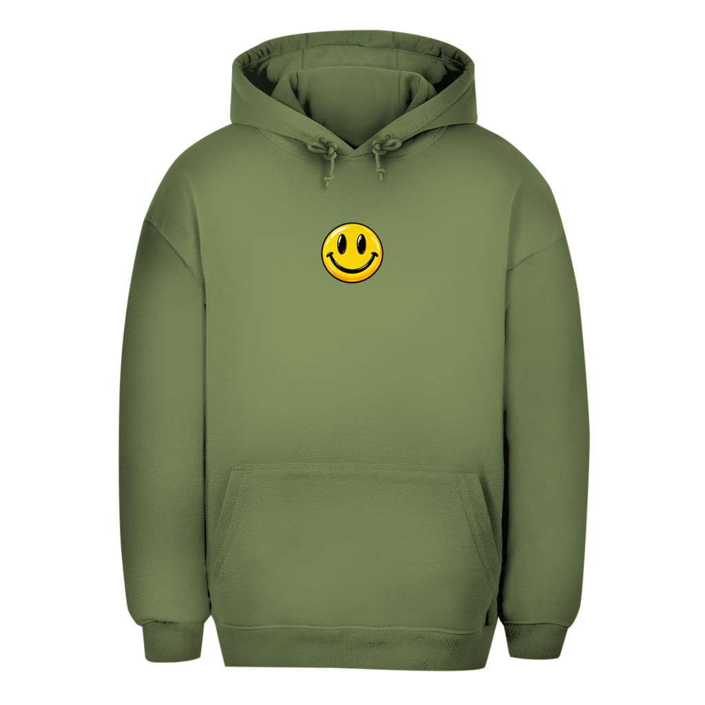 Unisex Oversize Hoodie – Smiley | Happy Vibes Kapuzenpullover Kleines Motiv