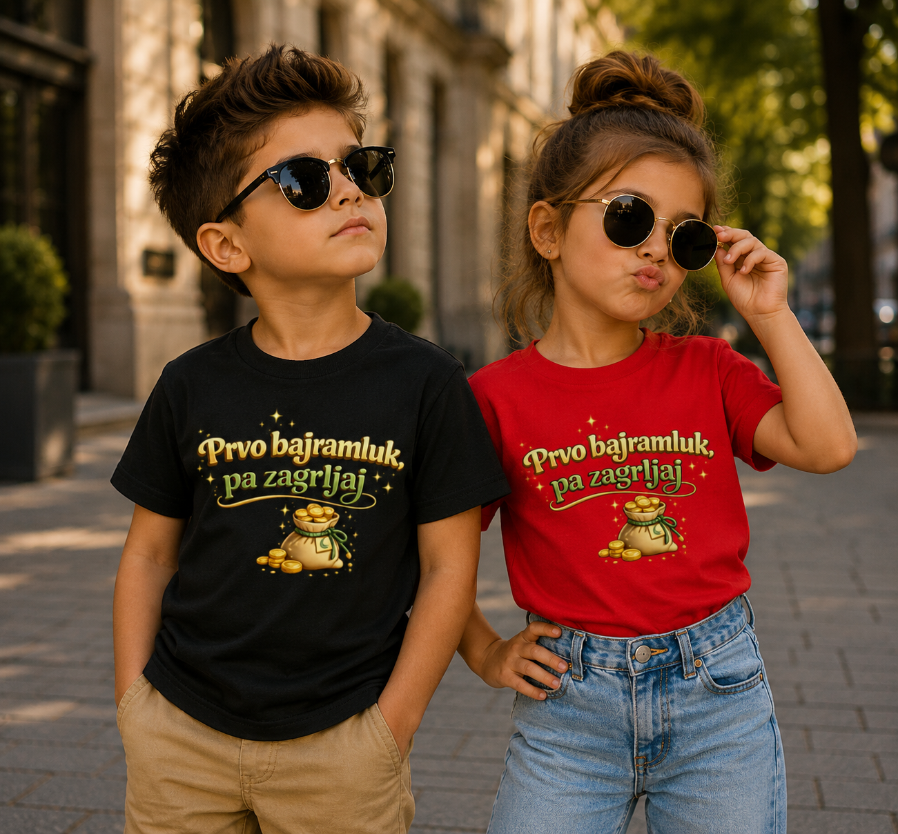 🇧🇦 Prvo Bajramluk pa zagrljaj – Kinder Basic T-Shirt | Eid Shirt