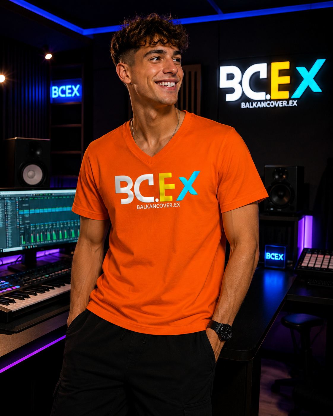 Herren Basic V-Neck T-Shirt BCEX | Frontprint