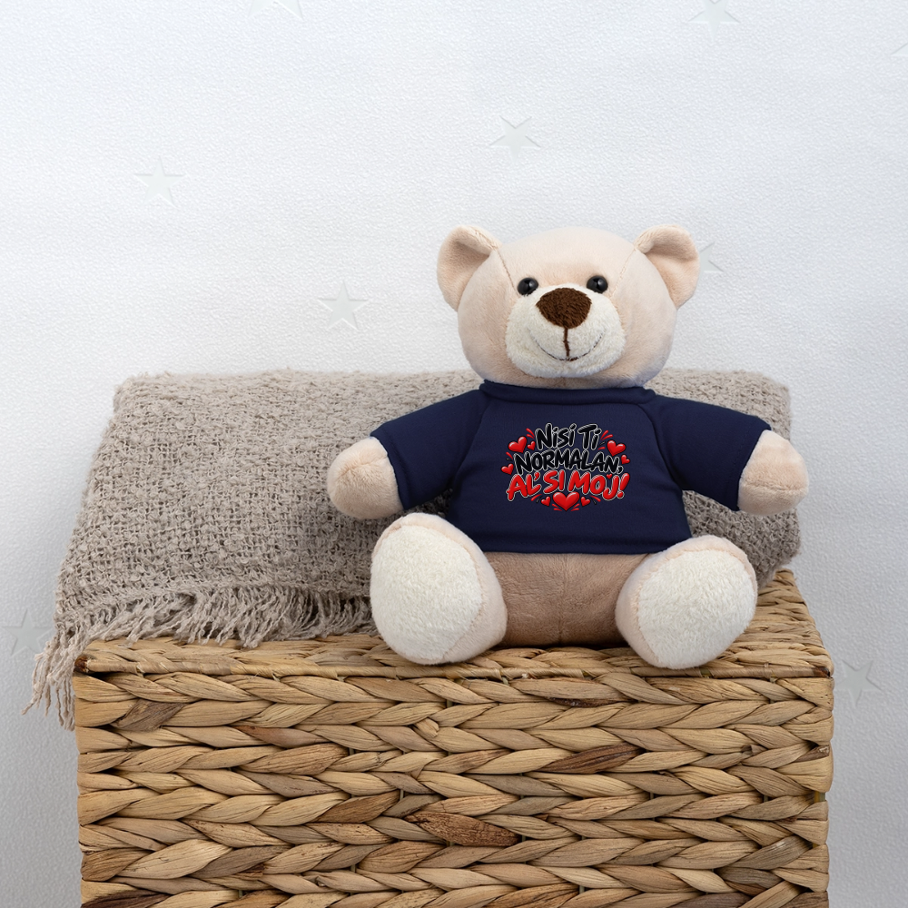 Kuschelteddy mit „Nisi ti normalan al si moj“ Design – Süßer Liebesbär mit T-Shirt - French Navy