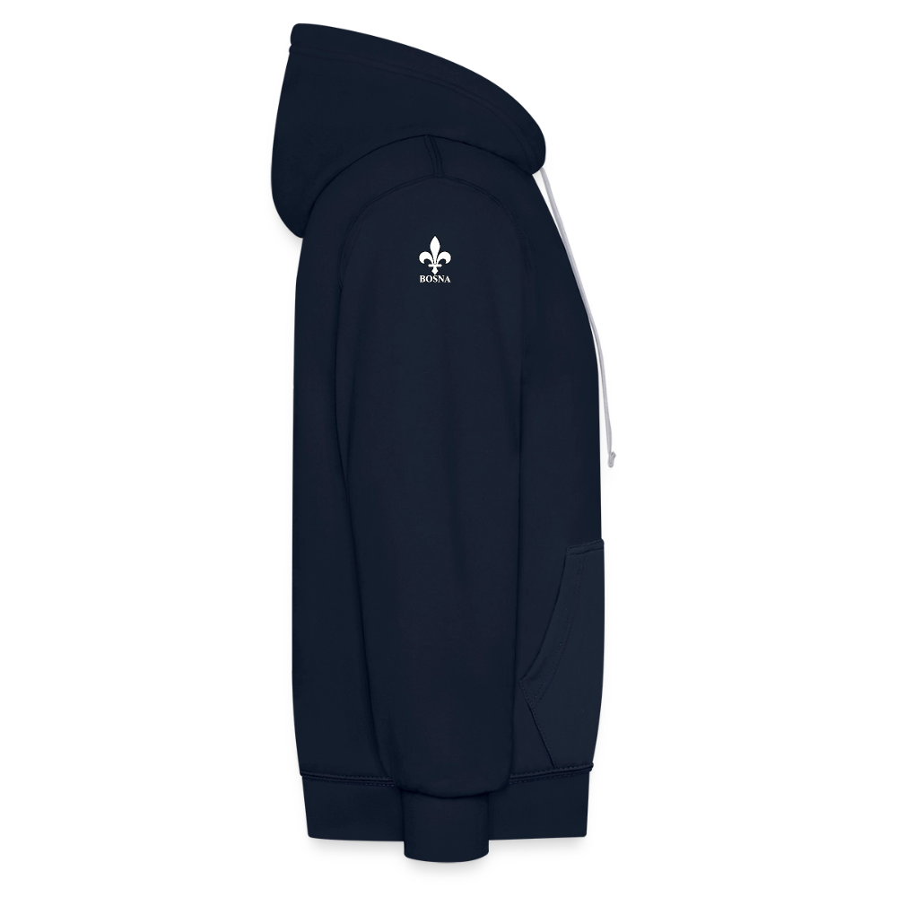 BOSNA Hoodie mit Lilie – AWDis Just Hoods Kontrast-Hoodie mit Ärmelprints - Navy/Grau meliert