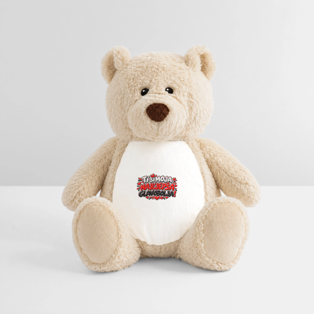 TI SI MOJA NAJLJEPŠA GLAVOBOLJA ❤️🧸 – Großer Kuschelteddy 32 cm - Weiß/Mittelbraun