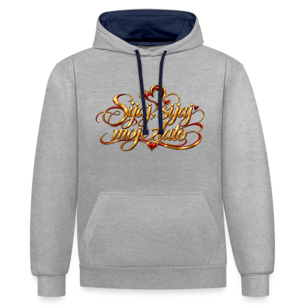 Kontrast-Hoodie - Sijaj sijaj moje zlato - Grau meliert/Navy