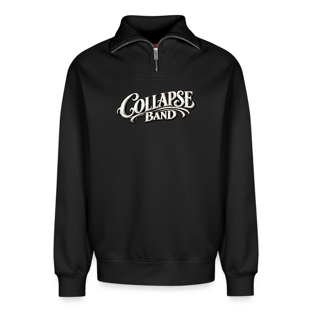 Relaxed Unisex Organic Half Zip Sweatshirt – Collapse band street - Schwarz