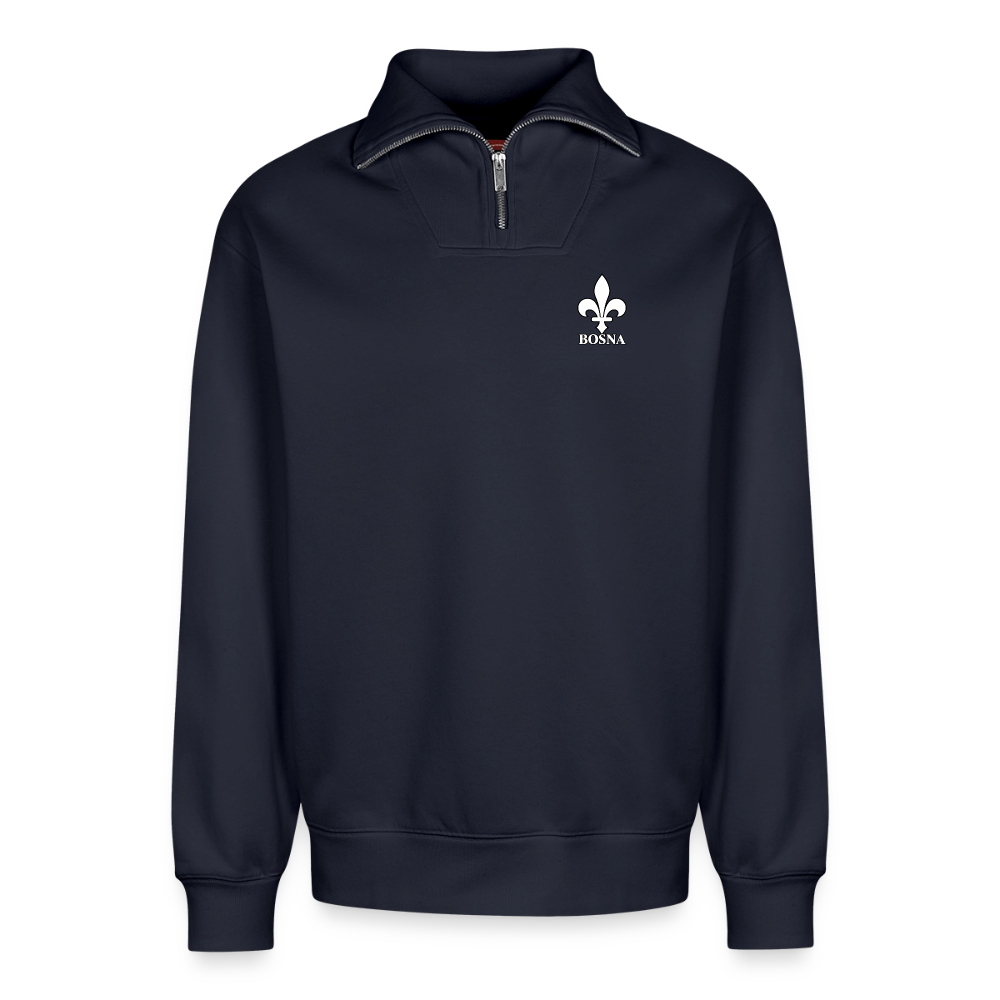 BOSNA Premium Organic Half-Zip Sweatshirt – SPREAD | Bosnische Lilie - Navy