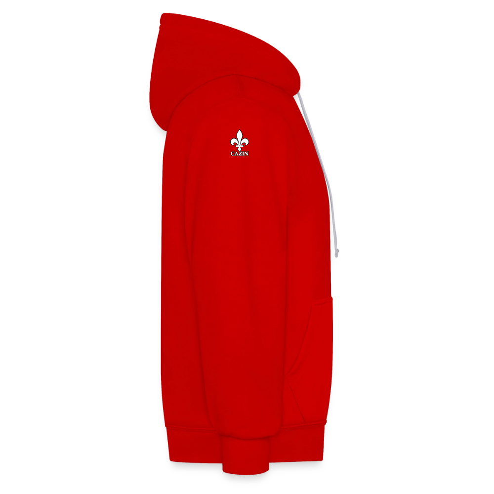 AWDis Just Hoods Kontrast-Hoodie Unisex – CAZIN mit bosnischen Lilien | Brust- & Schulterprint - Rot/Weiß